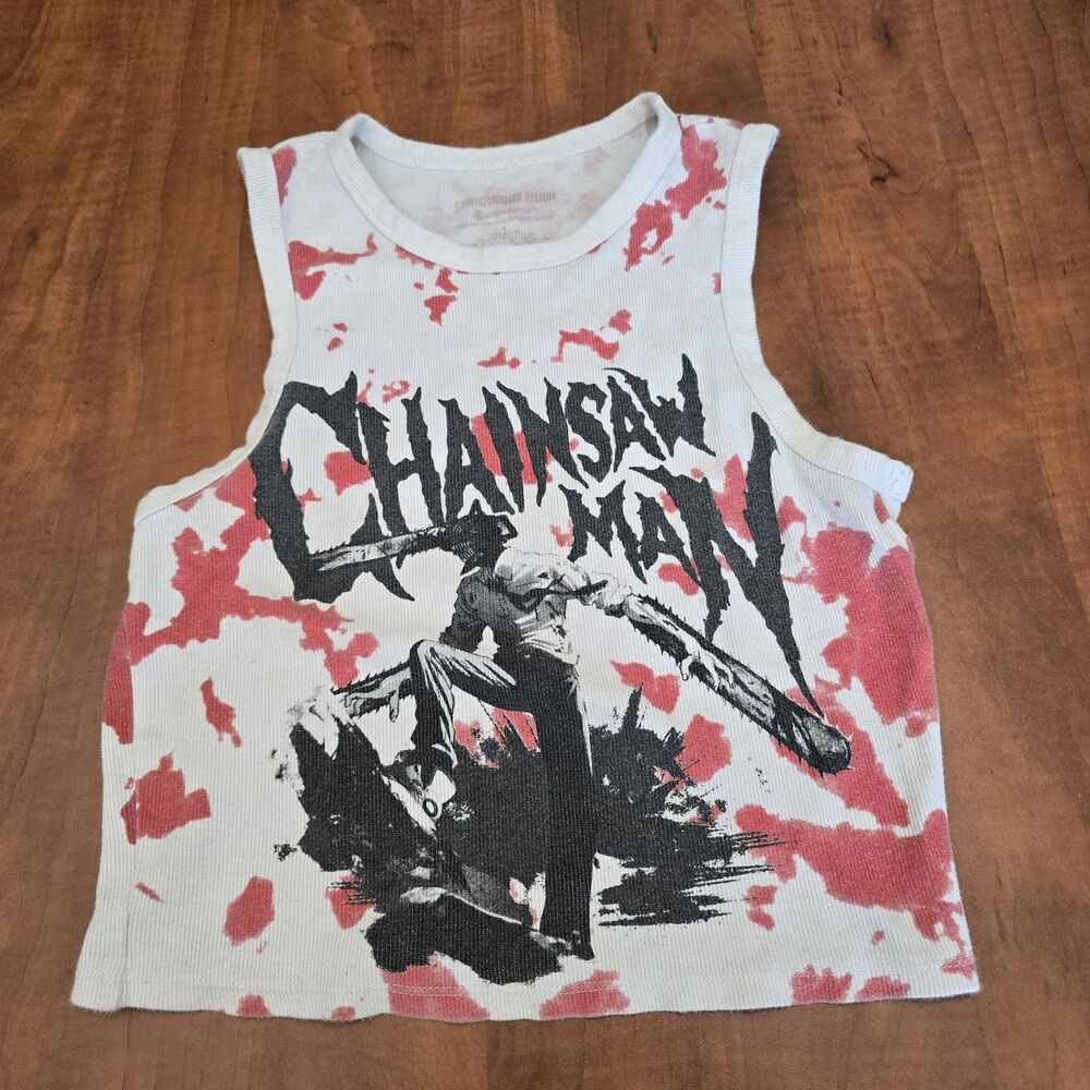 Hot Topic Crunchyroll Chainsaw Man Manga Splattered Graphic Print Tank Top L